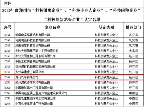 再获殊荣 海马汽车获 郑州市科技创新龙头企业 认定